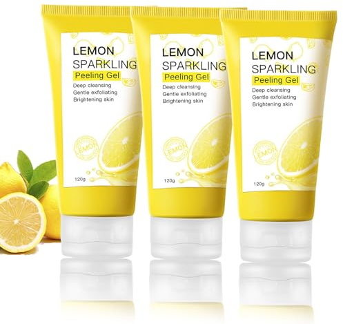 3 Stück Natürliches Zitrone Peeling Gel, Lemon Sparkling Peeling Gel, Zitronen Gesicht Reinigung Peeling, Peeling Für Gesicht Tiefenreinigung, Peeling Gel, Brightening Exfoliating Whitening Gel