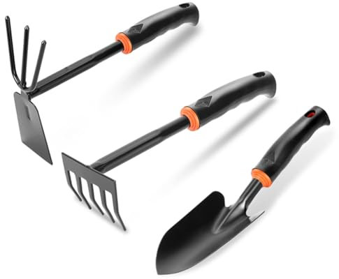 Begchy Set di attrezzi da giardino, robusti attrezzi da giardino, coltivatori e fresatrici per pavimenti, rastrello a mano per esterni, pala da giardino, attrezzi per la rimozione delle erbacce