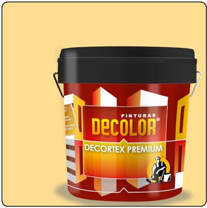 PINTURAS DECOLOR DECORTEX LISO PREMIUM - Pintura revestimiento impermeabilizante para fachadas. (4 litros). AMARILLO TRIGO.