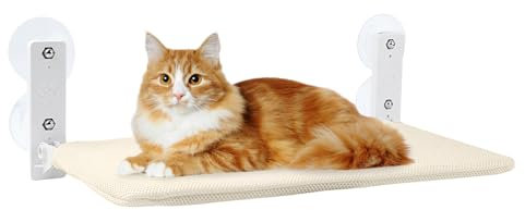 TechVizrs Hamac pour Chat 52 x 30 cm, Lit pour Chat, Fenêtre, Tapis Réversible, jusqu'à 18 kg