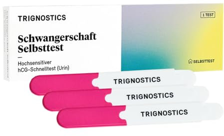 TRIGNOSTICS Schwangerschaftstest hochsensitiv 10 mIU/ml – Selbsttest für zuhause 3 Minuten | 3 Stück hCG Urintest bei Frühtest Schwangerschaft | Pregnancy Test