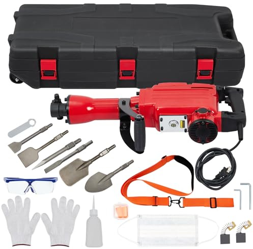 MOVECOM 2200W Electric Jack Hammer with 6-Piece Chisels Bit Set | Heavy-Duty Concrete Breaker Tool Kit