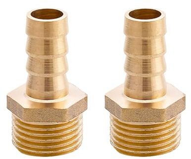 SEIWEI G 1/2 Male Thread x 12mm Barbed Hose Pipe Connector, Brass Barb Hose Tail Joint Coupler Adapter, Garden Hose Fitting Accessories (2 Pieces)