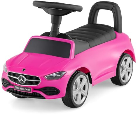 COSTWAY Mercedes Benz Macchinina Cavalcabile a Spinta per Bambini, Auto da Gioco con Volante Clacson e Suono, Spazio di Archiviazione, Auto a Spinta per bambini 1-3 Anni (Rosa)
