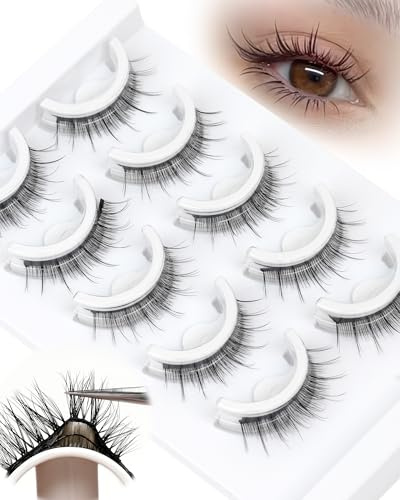 NatüRliche Wimpern Selbstklebend Wimpern Ohne Kleber Manga Lashes Wispy False Lashes 5 Pairs Pack Press On Lashes Weich Und Bequem by Obeyalash (L09)