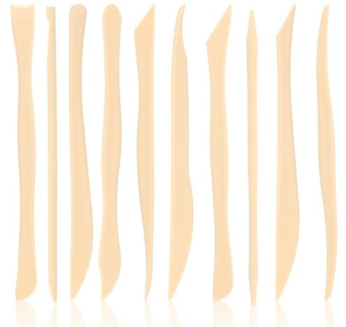 Mabor 10Pcs Clay Sculpting Tools, 5.9in Smooth Double Ended Modeling Tools, Pottery Clay Tool Kit for Ceramics Soap Playdough Carving Supplies