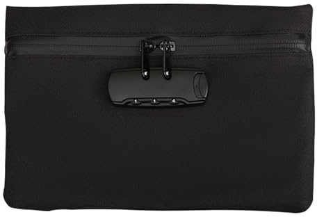 Odorless Bag, Safe, Portable, Waterproof, Zipper, Odorless, with Combination Lock, Resealable Box for Travel (9.4x 6.5 Inch, Black)