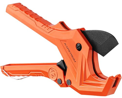 KapStrom - Ratchet PVC Pipe Cutter - 42 mm - Ratcheting Tubing Cutter for PEX, PPR, PE, Plastic & Rubber Hoses - Adjustable Plumbing Tool for Duct Repairs - Ideal for Plumbers & Electricians