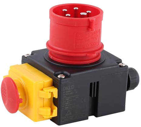 Schalter-Stecker Kombination DZ08-3 400V mit Phasenwender und U-Auslösung, KEDU KOA7 Geräteschalter Maschinenschalter, Kompatibel Holzspalter, Phasenwender, 380/400V 3 Phasen
