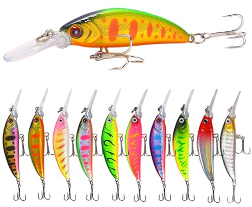 Wobbler Kunstköder Set, Angelköder Kunstköder, 5,7g I 7cm Fishing Lures, Hecht Angelköder, Soft Vivid Angeln Köder, mit Drillingshaken für Forelle, Barsch, Hecht, Lachs, Angeln Geschen