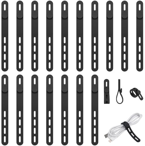 20 Stück Silikon Kabelbinder, Silikon Kabelbinder Wiederverwendbar Für Kabelmanagement, Organizer Für Büro, Zuhause, Reisen