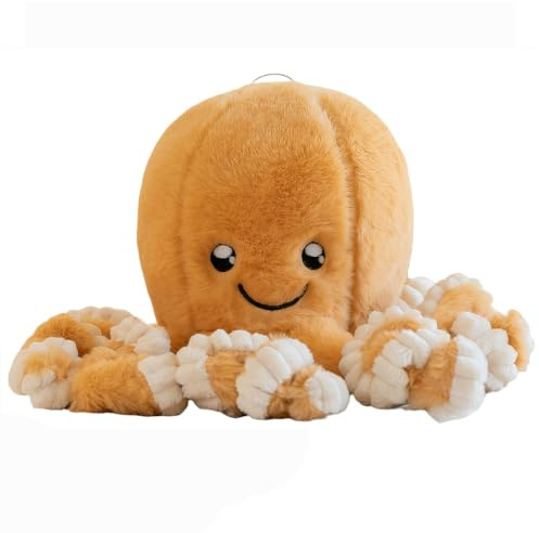 SORAYUXI 18cm Gelber Oktopus Kuscheltier, Krake Kuscheltier Octopus Plüschtier Weiches Tentakel Plüschtier Kraken Plüsch, Beruhigendes Oktopus Spielzeug für Kinder Geschenk Schlaf