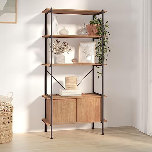 Nqyjm Estantería con 5 estantes y armario de 80 x 40 x 163 cm de acero a base de madera para garaje, trastero, sótano