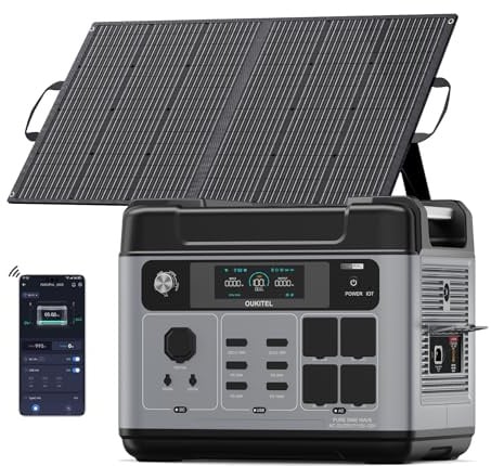 OUKITEL Solargenerator 3200W mit 100W Solarpanel | 2048Wh Tragbare Powerstation (6400W Peak), LiFePO4 Batterie, 1 Std Schnellladung, für OutdoorCamping, Reise, Stromausfälle