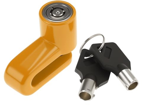 Partuto Candado De Disco para Moto 5mm Cilíndrico Universal para Scooter Bicicleta Amarillo Antirrobo 1 Set