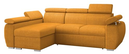 Mirjan24 Ecksofa Boston Mini, Eckcouch mit Schlaffunktion und Bettkasten, Polsterecke mit Einstellbare Kopfstützen, L-Sofa, Polstergarnitur, Wohnlandschaft (Flow 10, Seite: Links, LC+2r)