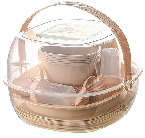 KIMISS Service de Table de Camping 48 Pièces – Vaisselle Portable en Plastique pour Pique-niques, Voyages et Repas