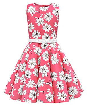 BlackButterfly Enfants Robe Années 50 Vintage Daisy 'Audrey' (Floral Rose, 13-14 Ans)
