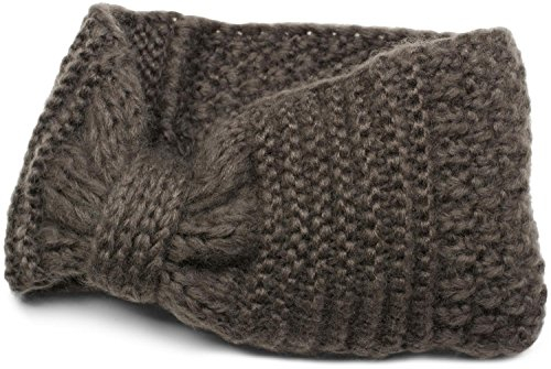 styleBREAKER Damen Strick Stirnband mit Schleife, Reiskorn Strick-Muster, Winter Haarband, Headband 04026006, Farbe:Dunkelgrau
