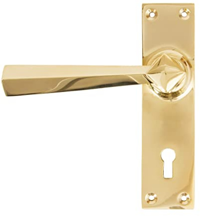 From the Anvil Polished Brass Straight Lever Lock Set