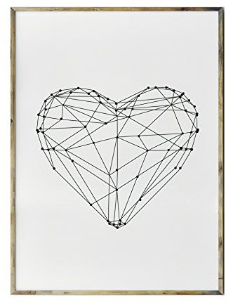 SoulSisters Living Hochwertiger Leinwanddruck mit geo Herz Form Motiv A4 - Kunstdruck Fine Art Geschenk Moderne Poster Print Leinwandbild Wandbild Heart Leinwand Plakat Deko Bild DINA4
