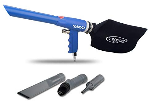 Sakai Air Powered Vacuum kit 2 in 1 Function Air Vacuum Blow Gun and Suction Vacuum Pneumatic Vacuum Cleaner Kit with 3 Type Tube and rotatable Brush
