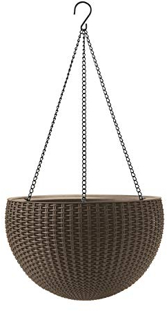 Keter Maceta colgante de esfera para exteriores, color café moca, color antracita, grafito, marrón oscuro (1, café)