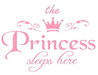 Smniao Wandaufkleber für Kinderzimmer, The Princess Sleep Here Letter Muster Wandsticker Wandtattoo für Schlafzimmer Wohnzimmer (Rosa)