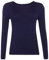 Women Long Sleeve T-Shirt Top Basic Casual Plain Stretch Vest Body Blouse Tee Layering, M/L 12-14, Navy