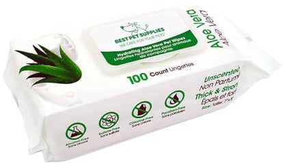 Lingettes de toilettage pour chiens et chats (paquet de 100) by Best Pet Supplies - senteurs naturelles pour les peaux sèches ou sensibles et les démangeaisons, Aloe Vera Hydratant, size 20x23 cm