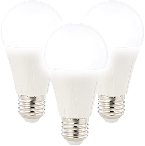 Luminea Glühlampen: 3er-Set LED-Lampe E27, Klasse E, 9 W, tageslichtweiß 6400K, 1.050 lm (Leuchtmittel E27 Tageslicht, Energiesparbirnen, Wonzimmerleuchten)