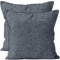 Encasa XO Chenille Kissenbezüge Set von 2 | Denim - (24x24) (60x60 cm) | Dekorative Akzent Quadratische Wurfkissenbezüge Für Couch, Heimdekoration, Sofa