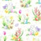 20 Servietten Kleine Hasen an Frühlingsblumen | Narzissen | Tulpen | Stiefmütterchen | Ostern 33x33cm