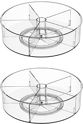 Recipiente giratorio de plástico redondo Lazy Susan para almacenamiento de alimentos para gabinete, despensa, refrigerador, encimera, organizador giratorio para especias, condimentos, suministros