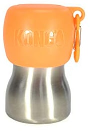 KONG H2O Stainless Steel Dog Water Bottle & Pet Travel Bowl, 9.5 oz - Orange