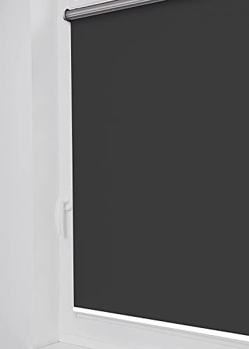 Tom'Shop Tom'Shop® Verdunkelungsrollo Klemmfix ohne Bohren(Schwarz 125cm x 150cm) Seitenzugrollo Thermorollo Klemmrollo mit Klemmträger Fensterrollo Super Blackout Rollo