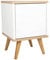 Nachtschrank Weiss – Eiche mit Regal und Türen - Kleiner Couchtisch Weiß - Beistelltisch Holz Seitenschrank - Nachtkästchen auf Holzbeinen