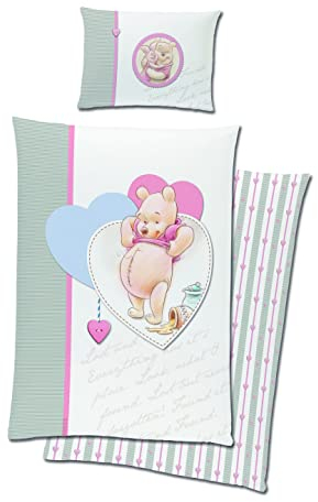 Disney Winnie Puuh Bettbezug, mit Kissenbezug, 100 x 135 + 40 x 60 cm, Baumwolle, WIN219033