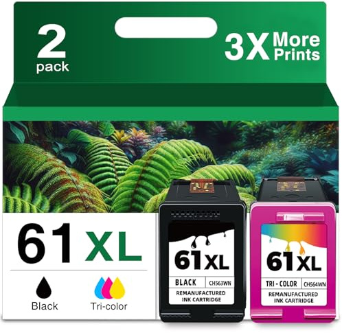 61XL Ink Cartridge Black and Color Combo Pack Replacement for HP Ink 61 XL