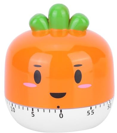 Mechanical Egg Timer, Cute Kitchen Timer, Cooking Timer 60 Minute Wind Up Mechanical Rotating Alarm Carrot Shape Cartoon Countdown Timer(Orange)