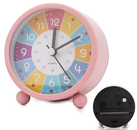 LUPATDY Kinderwecker Jungen Mädchen, Lernwecker Wecker Kinder Ohne Ticken Wecker mit Lautem Alarm, Nachtlicht, Batteriebetriebener Wecker