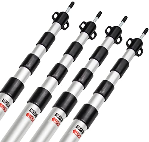 4 STÜCK - Aluminium Zeltstange - mit Spitze Ösen für Zeltschnur - teleskopierbar 80-230 cm - 4 Teile - 30/25/22/19 mm leicht stabil Ersatz Gestänge Zelt Vorzelt Camping Teleskopstange Aufstellstange
