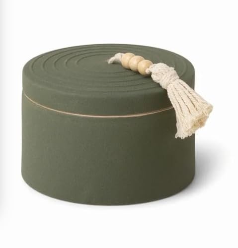 Paddywax Holiday Candles Cypress & Fir Range Artisan 3-Wick Scented Candle in Ceramic Jar with Lid, 283g, Dark Green