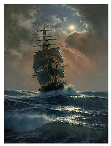 GEMMII Piratenschiff-Malerei, Wandkunst, Vintage-Segelschiffe, Poster, Bootfahren, Druck, Wandkunst, Bild, Bürodekoration, 60 x 85 cm, rahmenlos