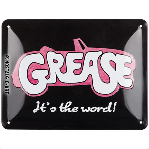 Nostalgic-Art Retro Blechschild, 15 x 20 cm, Grease – It's the word – Geschenk-Idee für Film-Fans, Original Lizenzprodukt (OLP), aus Metall, Vintage Design, Blechschilder Sprüche
