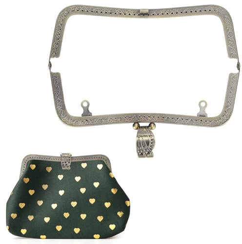 Tissting Cadre de Fermoir de Sac à Main, 20 cm Bronze Fermoir Rétro en Métal, Fermoir à Baiser, Cadre de Fabrication de Sac à Main, Poignée, Cadre de Sac à Monnaie, Bricolage Accessoires de Matériel