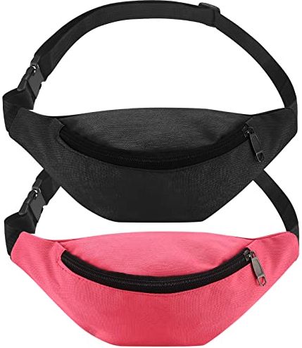 2 STK Bauchtaschen, wasserdichte Gürteltaschen, Hüfttasche, Brusttasche, Laufgürtel, Geldgürtel mit Reißverschluss für Frauen Männer Mädchen Damen Party Festival Sport Outdoor Reisen