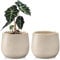 Oairse Lot de 2 pots de fleurs décoratifs en céramique avec trous de drainage pour intérieur et plantes grasses, cactus et plantes d'intérieur 14 cm