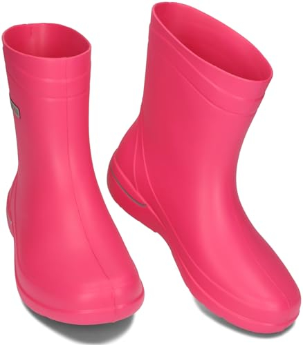 BeComfy Stivali di gomma EVA Donna Stivaletti Corti per la Pioggia Ultra Leggeri 36-41 EU (Fucsia, numeric_37)