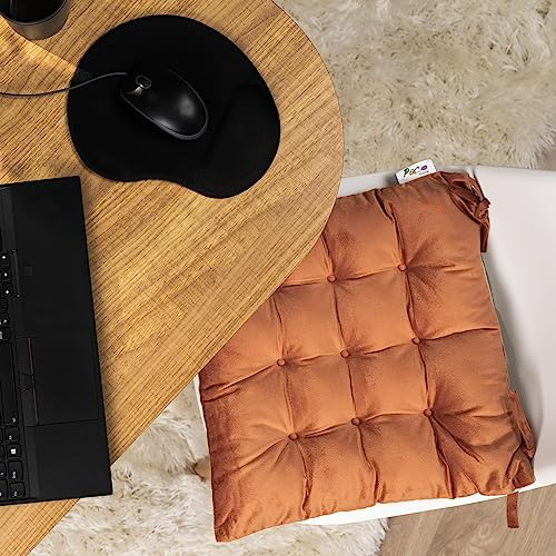 Paco Home Sitzkissen mit Befestigungsbänder 40x40 Stuhl Bürostuhl Kissen Stuhlkissen Innen Indoor versch. Farben 2er Set